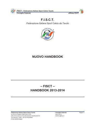 F.I.S.C.T. NUOVO HANDBOOK – FISCT – HANDBOOK 2013-2014