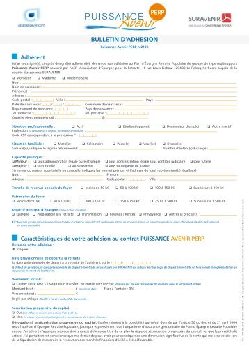 BULLETIN D'ADHESION - Assurancevie.com