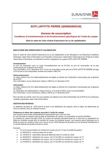 Annexe souscription SCPI LAFFITTE PIERRE - Assurancevie.com