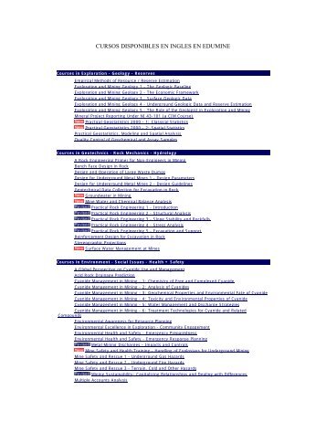 CURSOS DISPONIBLES EN INGLES EN EDUMINE