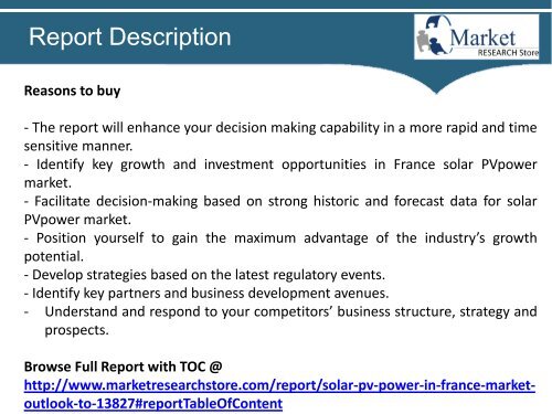 Solar PV Power in France, Market Outlook to 2025, Update 2015 - Capacity, Generation, Levelized Cost of Energy (LCOE), Investment Trends, Regulations and Company Profiles