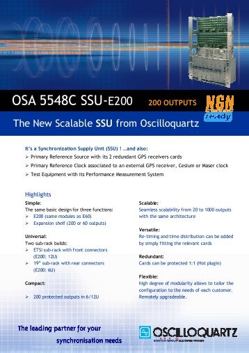 OSA 5548C SSU-E200 - Synchronization Supply ... - Oscilloquartz SA