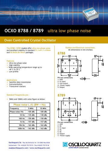 OCXO 8788 / 8789 ultra low phase noise - Oscilloquartz SA