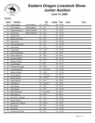 Eastern Oregon Livestock Show Junior Auction