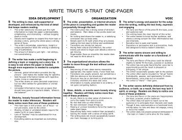 WRITE TRAITS 6-TRAIT ONE-PAGER - Waukesha School District