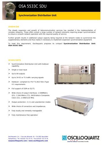 OSA 5533C SDU Synchronization Distribution Unit - Oscilloquartz SA