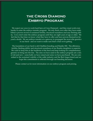 the Cross Diamond Embryo Program: - Cross Diamond Cattle ...