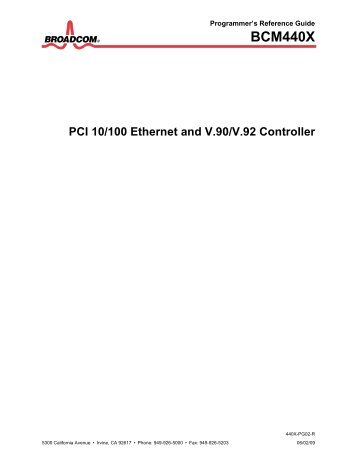 BCM440X Programmer's Reference Guide - Broadcom