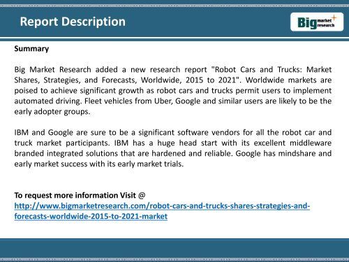 World Robot Cars and Trucks Market Strategies, Growth, Forecast to 2021