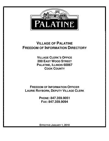 village of palatine freedom of information directory 200 east wood ...