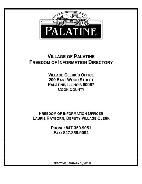 village of palatine freedom of information directory 200 east wood ...