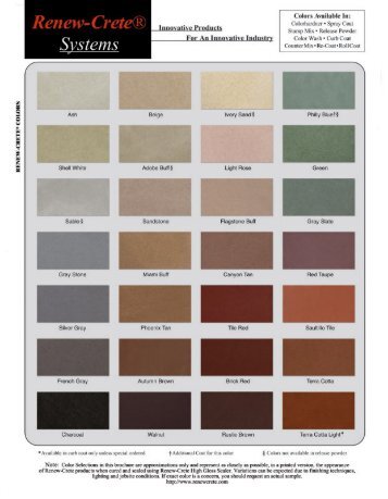 Standard Color Chart - Renew Crete Systems, Inc