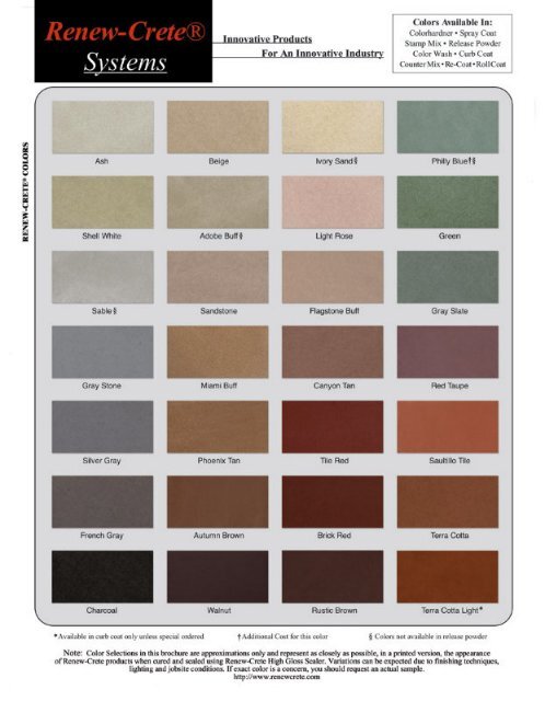 Elite Crete Systems Colour Charts - Minga