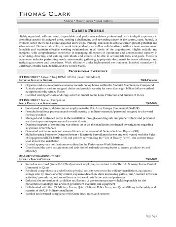 physical security resume