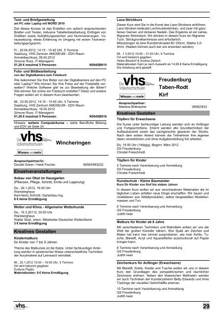 Volkshochschulen in der Verbandsgemeinde Saarburg