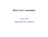 SUA Reaffirmed Position - The Silver Users Association