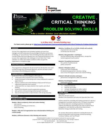 Make better decisions through critical thinking and creative problem solving