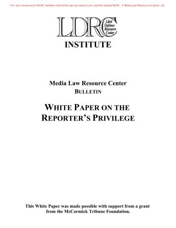 INSTITUTE Media Law Resource Center ... - Directrouter.com