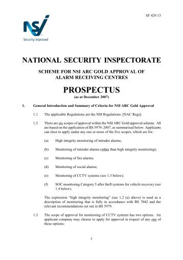 NSI Prospectus - National Security Inspectorate