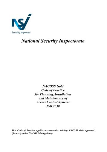 National Security Inspectorate Code of Practice for the Planning ...