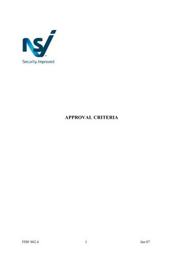 APPROVAL CRITERIA - National Security Inspectorate