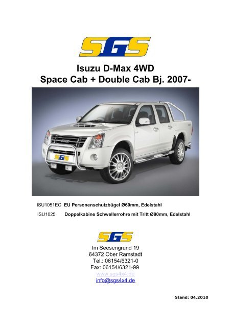 Isuzu D-Max 4WD Space Cab + Double Cab Bj. 2007- - SGS