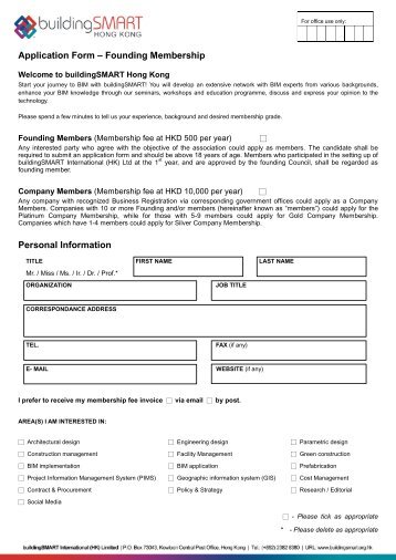 Application Form â Founding Membership Personal Information