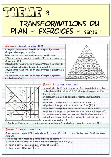 Transformations du plan - Exercices - SÃ©rie 1