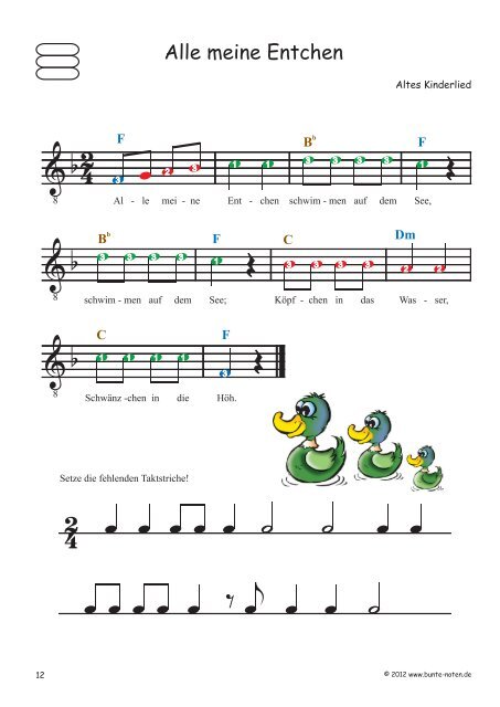 mit farbigen Noten für Gitarre - Guitar Colour System