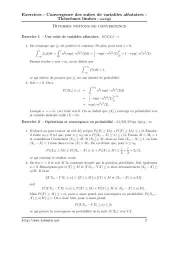 Sujet : Analyse, Suites numériques, Convergence d'une ...
