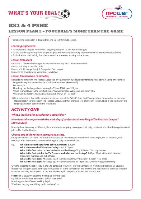 ks3 & 4 pshe lesson plan 2 – football's more than the ... - First News
