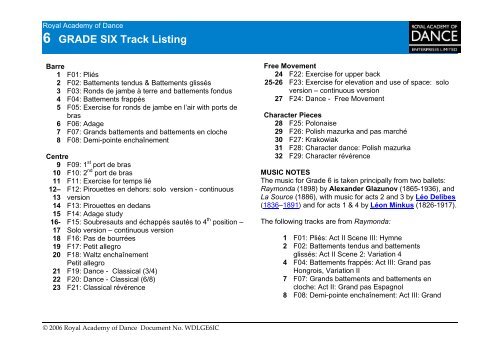 Download Grade 6 inlay booklet - Royal Academy of Dance ...