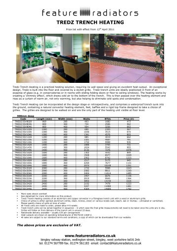 TREDZ TRENCH HEATING - Feature Radiators