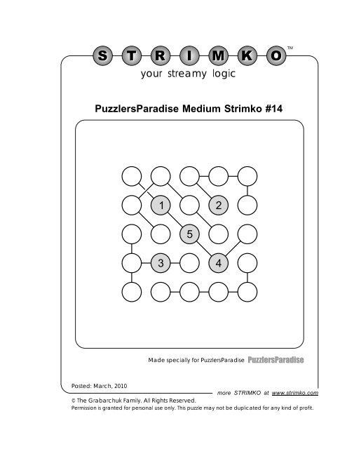 PuzzlersParadise Easy Strimko #14 your streamy logic