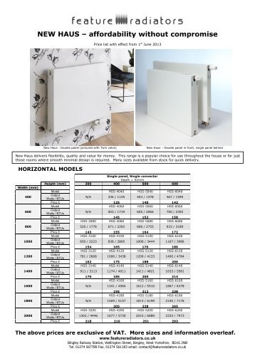 NEW HAUS â affordability without compromise - Feature Radiators