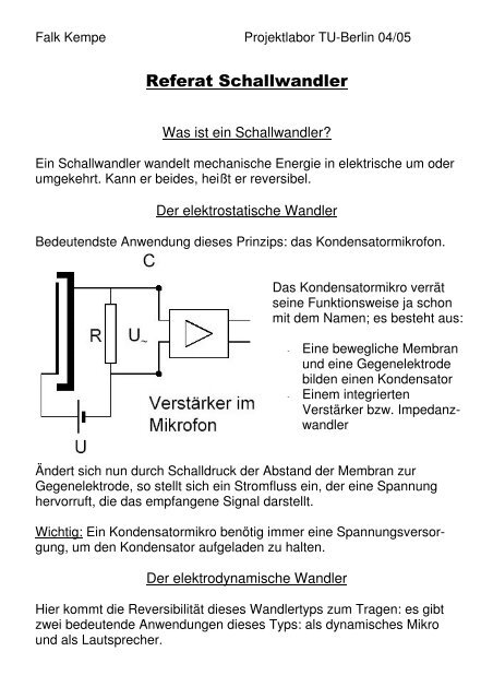 Handout - Projektlabor - TU Berlin