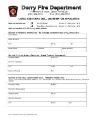 Application For Listing As A Fire Alarm Agent/Fire ... - Town of Derry