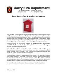 Radio Fire Alarm Box Systems Information - Town of Derry