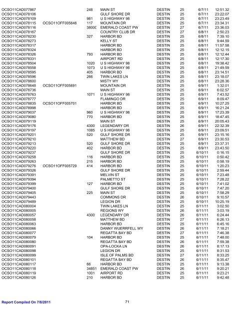 Destin incident records - Okaloosa County Sheriff's Office