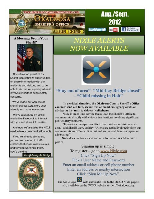 Sep. 5 - Aug Sept Newsletter - Okaloosa County Sheriff's Office