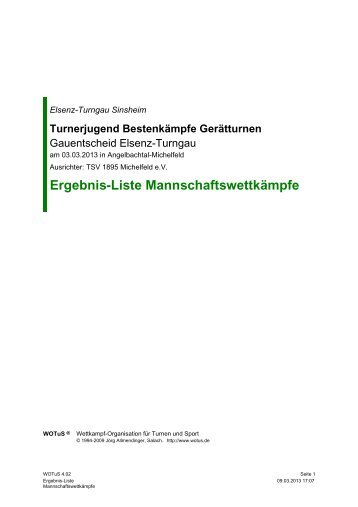 Ergebnis-Liste MannschaftswettkÃ¤mpfe - Elsenz-Turngau