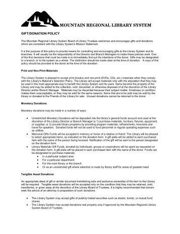backgrounder to information bulletin gifts and donations public