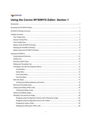 Chapter 11: Managing web page content - Convio Online Help