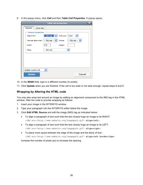 Chapter 11: Managing web page content - Convio Online Help