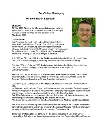 Beruflicher Werdegang Dr. med. Martin Edelmann - Ostalb-Klinikum