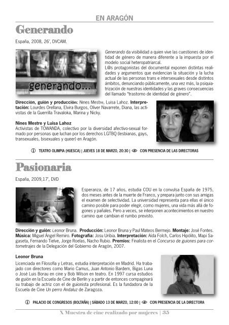 Programa X Muestra de Cine realizado por mujeres - portal ...