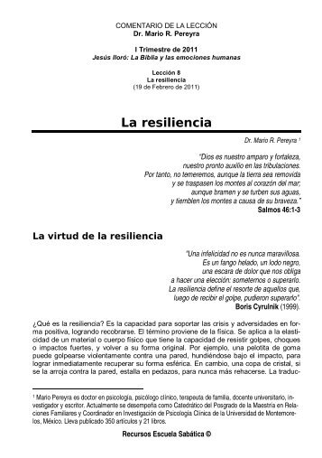 La resiliencia - Escuela SabÃ¡tica
