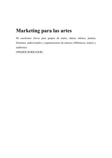 Marketing para las artes. - Toni Puig