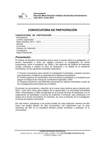 Convocatoria Mesa Directiva 2013-2014 - Instituto de Estudios ...