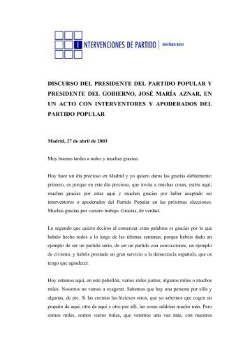 discurso del presidente del partido popular y ... - JosÃ© MarÃ­a Aznar